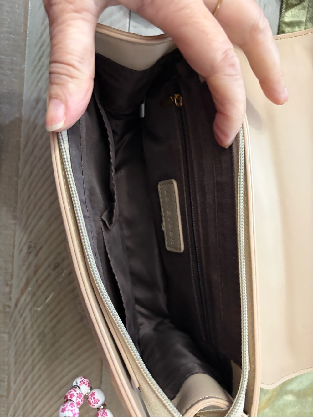 Quilted Taupe Chain Shoulder Bag with Gold Hardware - Picture 6 of 13